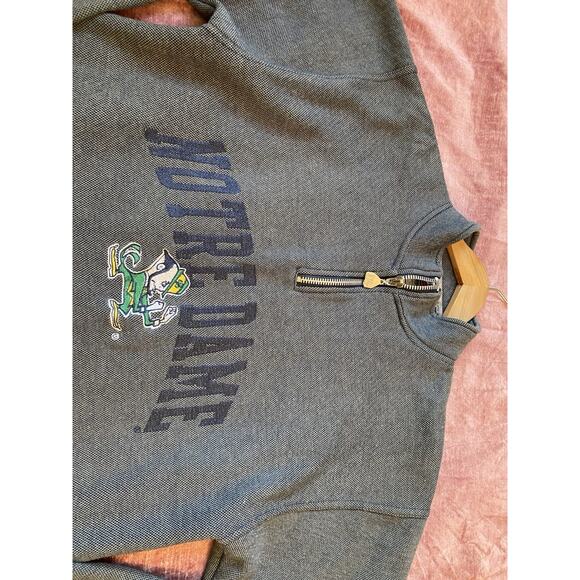 Vintage 90s Y2K Notre Dame Fighting Irish 1/4 zip Pullover Sweatshirt Sz M - Picture 3 of 7
